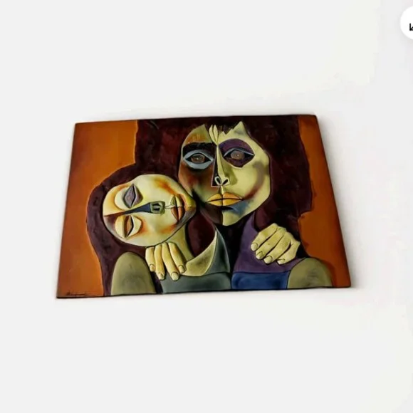 Tile Sculpture Ceramic Pottery La Ternura Oswaldo Guayasamin Ecuador 3D Modern - Picture 2 of 13